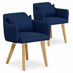 Paris Prix Lot de 2 Fauteuils Scandinave Alan 70cm Bleu