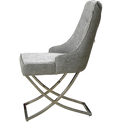 Acheter Vivenla Lot de 2 chaises de salle à manger design revêtement en velours gris clair et piètement en acier inoxydable argenté L.48 x P. 56 x H. 95 cm collection LAVIDA