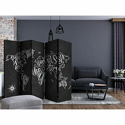 Paris Prix Paravent 5 Volets Retro Continents Black 172x225cm