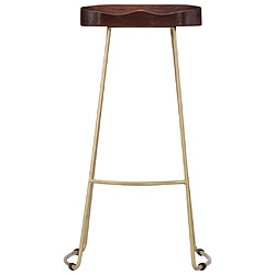 Helloshop26 Lot de deux tabourets de bar design chaise siège bois de manguier massif 1202077