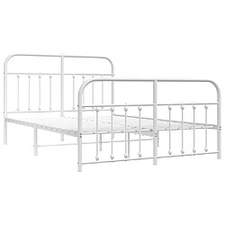 Maison Chic Lit adulte - Lit simple Cadre de lit métal avec tête de lit/pied de lit,Structure du lit Contemporain pour chambre blanc 150x200cm -MN64246 pas cher