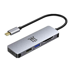 Hub USB Maillon Technologique MTHUB5 Maillon Technologique Premium MTHUB5 station d'accueil USB 3.2 Gen 2 (3.1 Gen 2) Type-C Aluminium, Gris