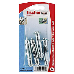 Fischer 50909 Lot de 4 Chevilles pour corps creux HM 6 x 52 mm SK