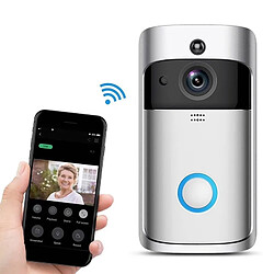 Wewoo Interphone vidéo Visiophone sans fil Portier Sonnette PIR 720P WIFI surveillance à distance et vision nocturne grand angle 166° Argent