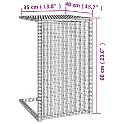 vidaXL Table en forme de C noir 40x35x60 cm résine tressée pas cher