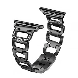 Acheter Wewoo Bracelet de montre en acier inoxydable coloré avec diamants pour Apple Watch séries 5 et 4 44 mm / 3 et 2 et 1 42 mm Noir