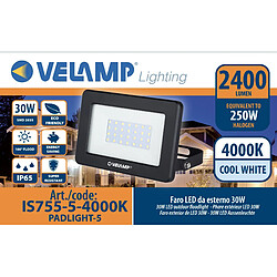 VELAMP PADLIGHT5, projecteur LED SMD 30W IP65, noir 4000K