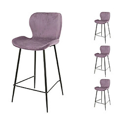 Mes Lot de 4 chaises de bar en velours rose clair - SORAYA