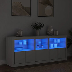 vidaXL Buffet avec lumières LED blanc 162x37x67 cm 