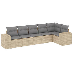 vidaXL Salon de jardin avec coussins 6 pcs beige résine tressée