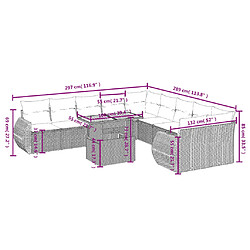 Acheter vidaXL Salon de jardin 11 pcs avec coussins noir résine tressée