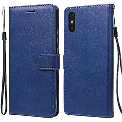 Etui en PU + TPU couleur unie avec support et sangle bleu pour votre Xiaomi Redmi 9A