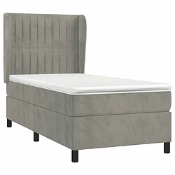 Avis Maison Chic Lit Adulte - Lit simple Lit à sommier tapissier et matelas moelleux - Meuble de Chambre - Gris clair 100x200cm Velours -MN51869