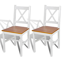 Decoshop26 Lot de 2 chaises de salle à manger cuisine design classique bois de pin blanc CDS020167