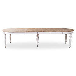 Table ronde extensible en bois massif LAVANDOU Blanc