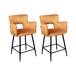 Beliani Tabouret de bar Set de 2 Velours Orange SANILAC 