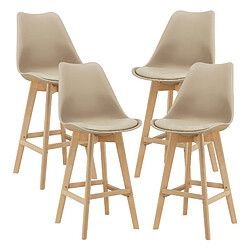 Helloshop26 Lot de 4 tabourets de bar plastique synthétique hêtre 105 x 48 x 58 cm beige 03_0008715 