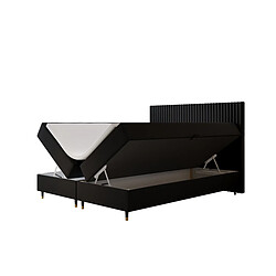 Acheter TRADA Lit double adulte ESTEPONA avec matelas, rangement et surmatelas 140x200 noir