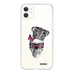 Coque iPhone 11 360 intégrale transparente Tête de mort couronn Ecriture Tendance Design Evetane. 