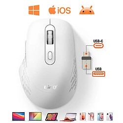 LinQ Souris Sans Fil WiFi et Bluetooth 2.4G avec Dongle USB C et USB Blanc pas cher