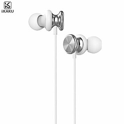 iKaku KSC-402 Écouteurs intra-auriculaires HiFi légers universels 3,5 mm avec microphone 1,2 m Blanc 