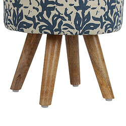 Acheter WOMO-DESIGN Tabouret d'entrée en bois rond siége ottoman rembourré coussin d'assise bleu