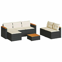 Maison Chic Ensemble de 5 Tables et chaises d'extérieur avec coussins,Salon de jardin noir résine tressée acacia -GKD902769