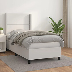 vidaXL Sommier à lattes de lit avec matelas Blanc 100x200cm Similicuir