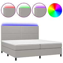 vidaXL Sommier à lattes de lit et matelas et LED Gris clair 200x200 cm