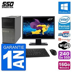 PC Tour Dell 9010 Ecran 27" Intel G630 RAM 16Go SSD 240Go Windows 10 Wifi - Occasion