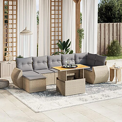 vidaXL Salon de jardin avec coussins 8 pcs beige résine tressée 