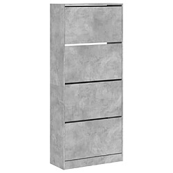 Maison Chic Armoire à chaussures 4 tiroirs | Meuble de rangement à chaussures Meuble d'Entrée rabattables gris béton -MN21746