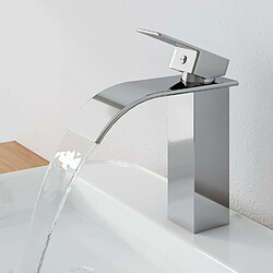 EMKE Cascade de robinet de lavabo, robinet de lavabo pour salle de bain, robinet de salle de bain en acier inoxydable, mitigeur de lavabo à levier unique avec hauteur de bec 117 mm, Chrome 