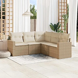 vidaXL Salon de jardin avec coussins 5 pcs beige résine tressée 