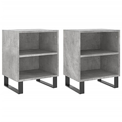 vidaXL Tables de chevet 2 pcs gris béton 40x30x50 cm bois d'ingénierie