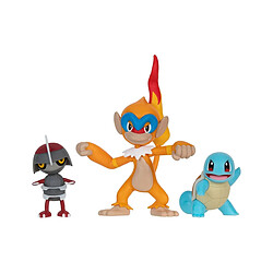 Jazwares Pokémon - Pack 3 figurines Battle Figure Set Scalpion, Carapuce 1, Chimpenfeu 5 cm 