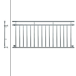 Ecd Germany Garde-corps balcon à la française balustrade 225 x 90 cm en acier inoxydable