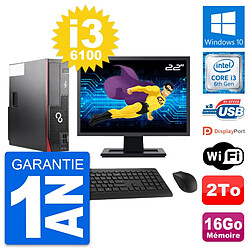 PC Fujitsu D556 DT Ecran 22" Intel i3-6100 RAM 16Go Disque 2To Windows 10 Wifi · Occasion 