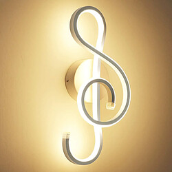 Stoex Applique Murale LED Moderne Créatif Note Musicale Blanc,Lampe Murale Intérieur Lampe de Mur Minimaliste Aluminium Art Décoration pour Chambre à Coucher, Salon, Escaliers, Café, Couloir, (3000K Bla