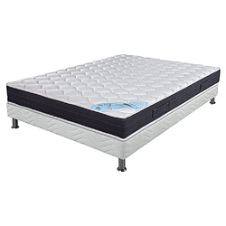 Ebac Matelas + sommier tapissier 160x200 Ressorts - Rubis - Soutien très ferme - Blanc