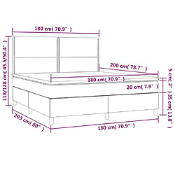 vidaXL Sommier à lattes de lit avec matelas Gris foncé 180x200cm Tissu pas cher