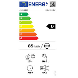 Lave-vaisselle 60cm 15 couverts 42db - SCDW1542IDW - SCHNEIDER