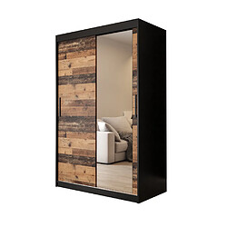 Abiks Meble Armoire Old St T2 à portes coulissantes 200/120/62 2 portes (noir/marron) 