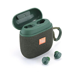 Yonis Mini Enceinte Bluetooth 2 en 1 Portable avec Écouteurs TWS Mini Enceinte Bluetooth 2 En 1 & Oreillettes TWS Autonomie Longue Durée Vert YONIS