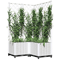 Avis Maison Chic Jardinière,Bac à fleurs avec treillis - pot de fleur Blanc 80x80x136 cm PP -GKD45800