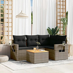 vidaXL Salon de jardin 5 pcs avec coussins gris résine tressée 