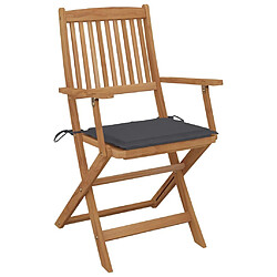 Maison Chic Lot de 4 Chaises pliables d'extérieur avec coussins | chaises de jardin | Fauteuil Relax Bois d'acacia -GKD59304