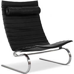 ICONIK INTERIOR Fauteuil en cuir - Chaise longue design - Bloy Noir