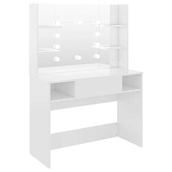 Helloshop26 Table de maquillage avec éclairage led 100 x 40 x 135 cm MDF blanc brillant 02_0006277