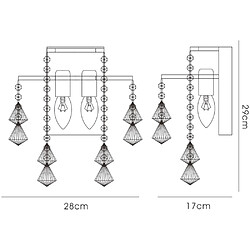 Avis Luminaire Center Applique murale Inina avec interrupteur 2 Ampoules E14 doré/cristal